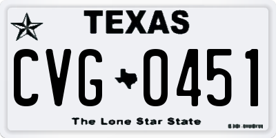 TX license plate CVG0451