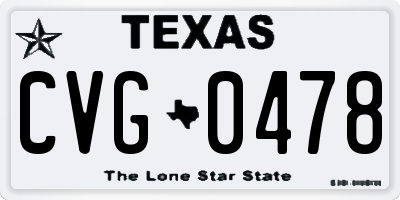 TX license plate CVG0478