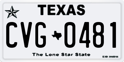 TX license plate CVG0481