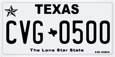 TX license plate CVG0500