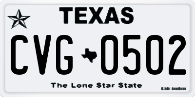 TX license plate CVG0502