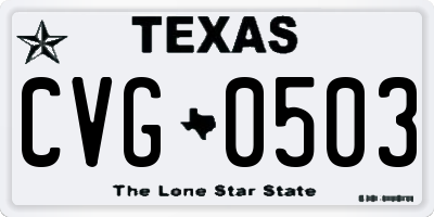 TX license plate CVG0503