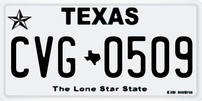 TX license plate CVG0509
