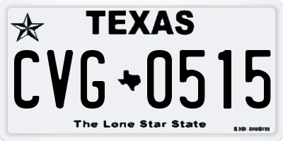 TX license plate CVG0515