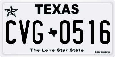 TX license plate CVG0516