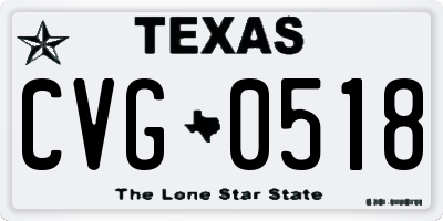 TX license plate CVG0518