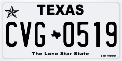 TX license plate CVG0519