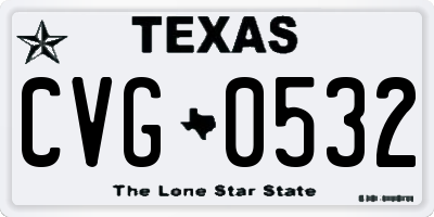 TX license plate CVG0532