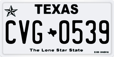 TX license plate CVG0539