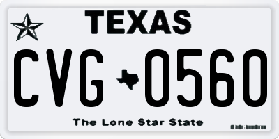 TX license plate CVG0560