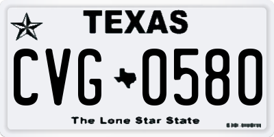 TX license plate CVG0580