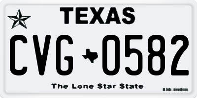 TX license plate CVG0582