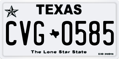 TX license plate CVG0585