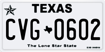 TX license plate CVG0602