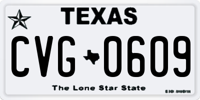 TX license plate CVG0609
