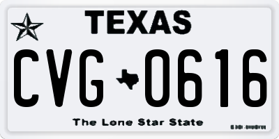 TX license plate CVG0616