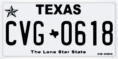 TX license plate CVG0618