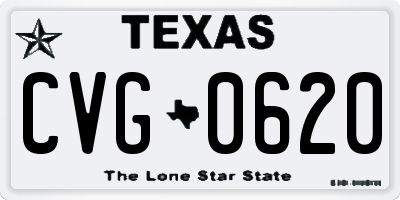 TX license plate CVG0620