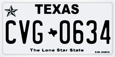 TX license plate CVG0634