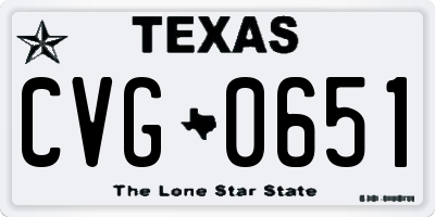 TX license plate CVG0651
