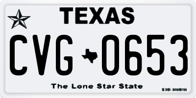 TX license plate CVG0653