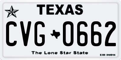 TX license plate CVG0662