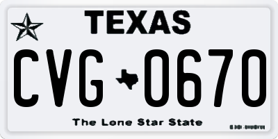 TX license plate CVG0670