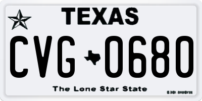 TX license plate CVG0680