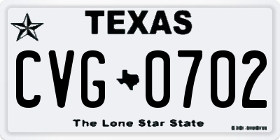 TX license plate CVG0702