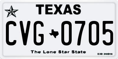 TX license plate CVG0705