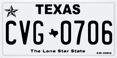 TX license plate CVG0706