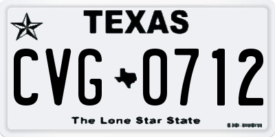 TX license plate CVG0712