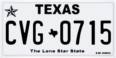 TX license plate CVG0715
