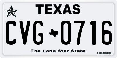 TX license plate CVG0716