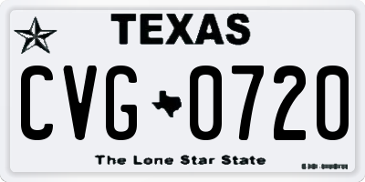 TX license plate CVG0720