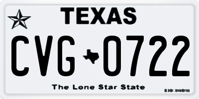 TX license plate CVG0722