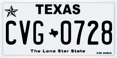 TX license plate CVG0728