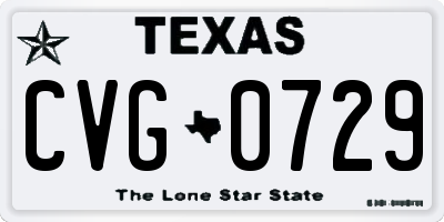 TX license plate CVG0729