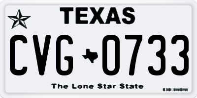 TX license plate CVG0733