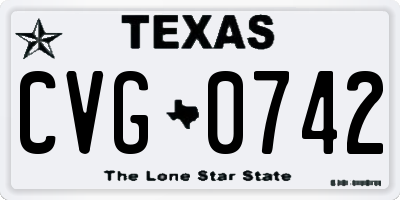 TX license plate CVG0742