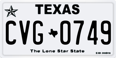 TX license plate CVG0749
