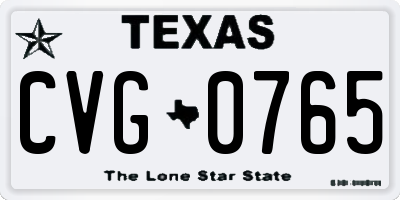 TX license plate CVG0765