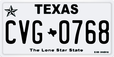 TX license plate CVG0768
