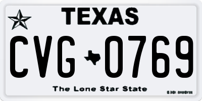 TX license plate CVG0769