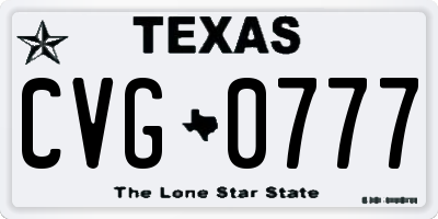 TX license plate CVG0777