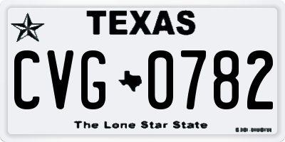 TX license plate CVG0782