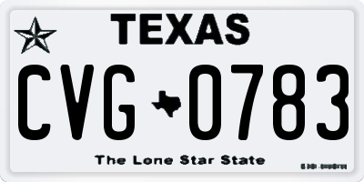 TX license plate CVG0783