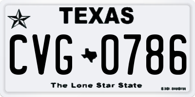 TX license plate CVG0786
