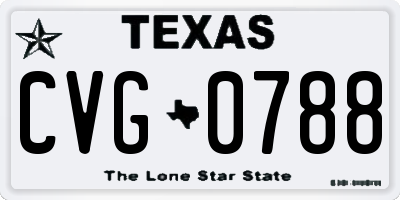 TX license plate CVG0788