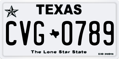 TX license plate CVG0789